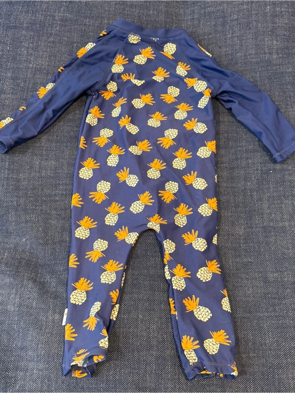Navy Blue Pineapple Swimzip Full Body Swimsuit Long Sleeve Pants 18-24m UPF 50